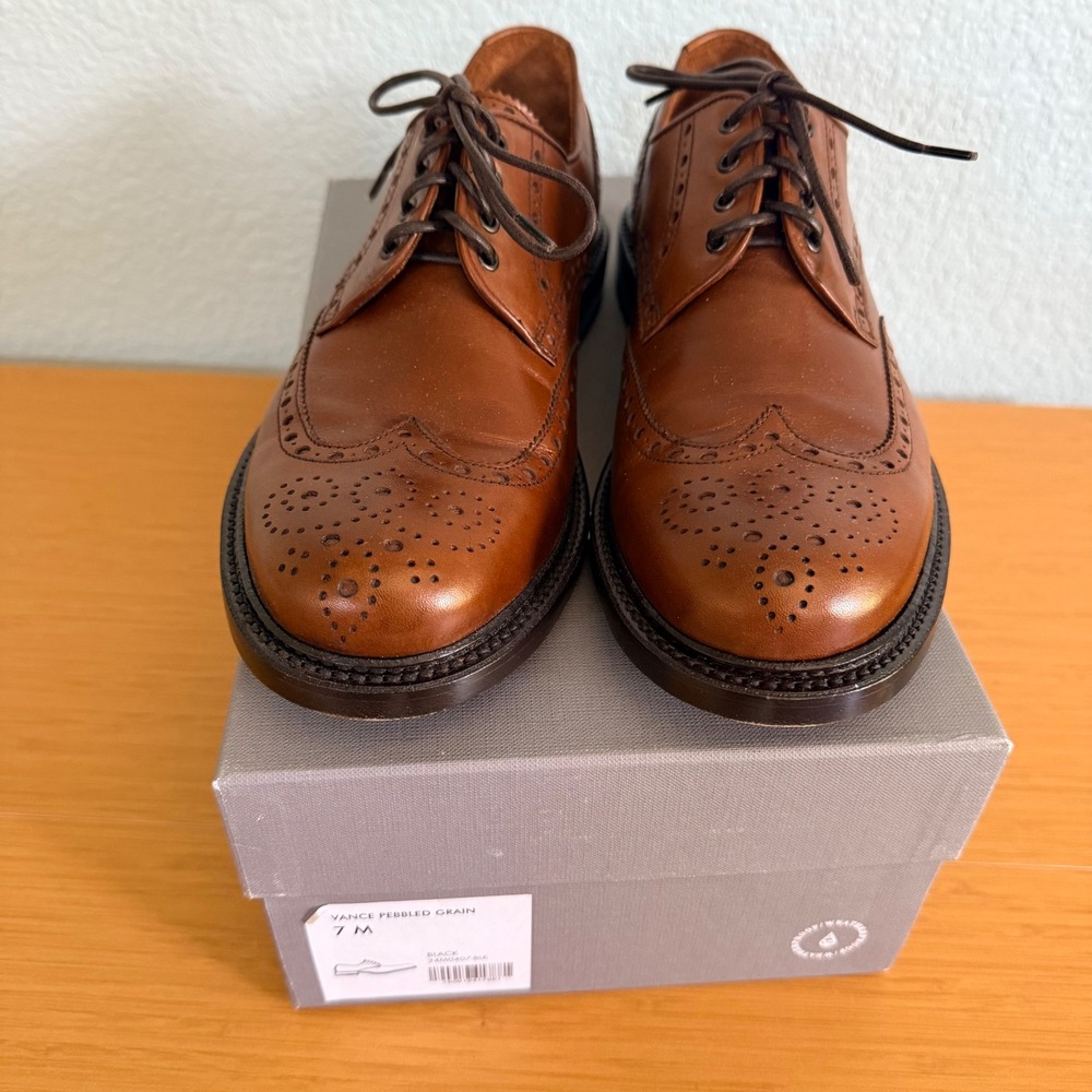 Aquatalia Vance Wingtip Oxford Mens Size 7 Brown Leather Weatherproof Brogue